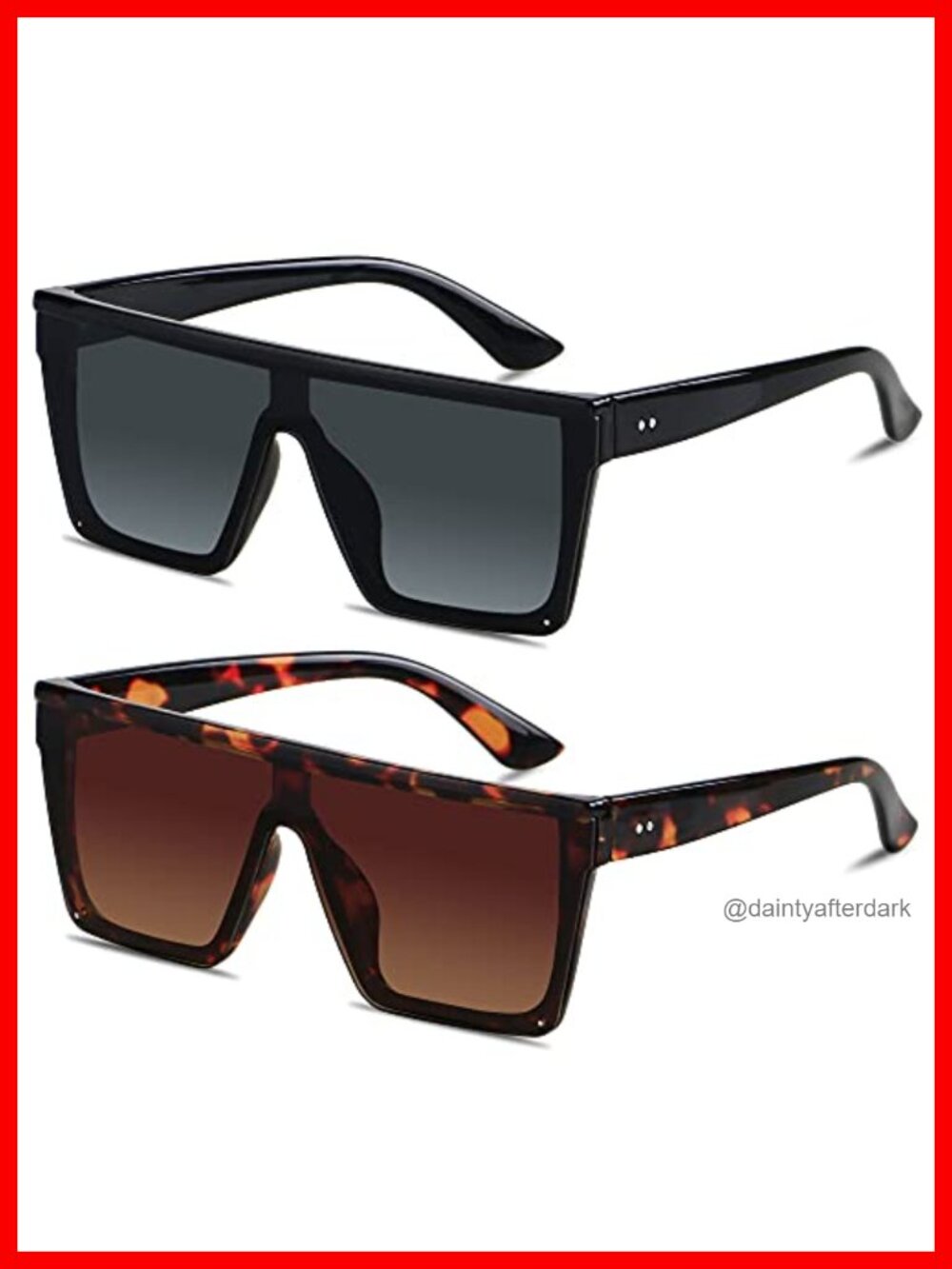 Oversized Square Flat Top Shield Sunglasses UV Protection Rimless